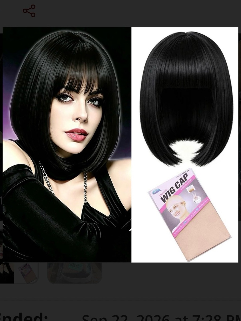 Black 12” Bob Wig With Bangs Synthetic Straight for Daily Cosplay Halloween